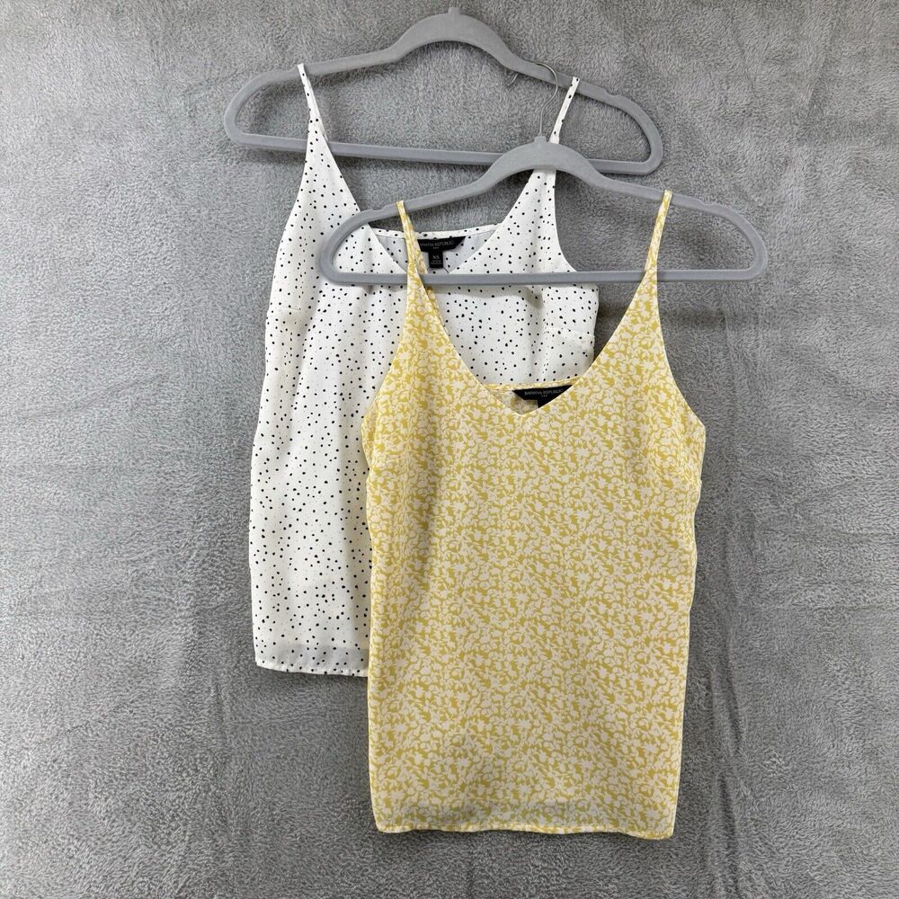 Banana Republic Cami Top Bundle Women XS White Yellow Adjustable Straps V-Neck